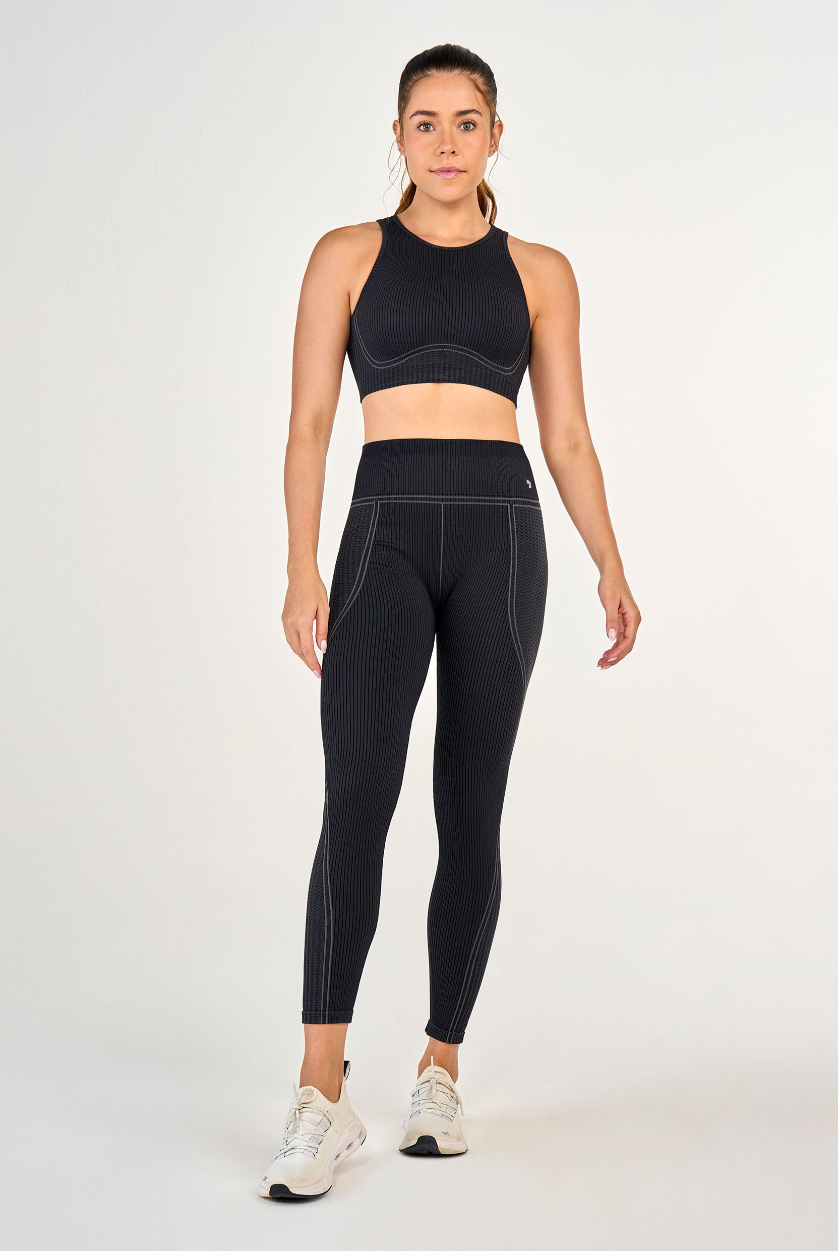 Legging Sem Costura Canelada Cos Alto