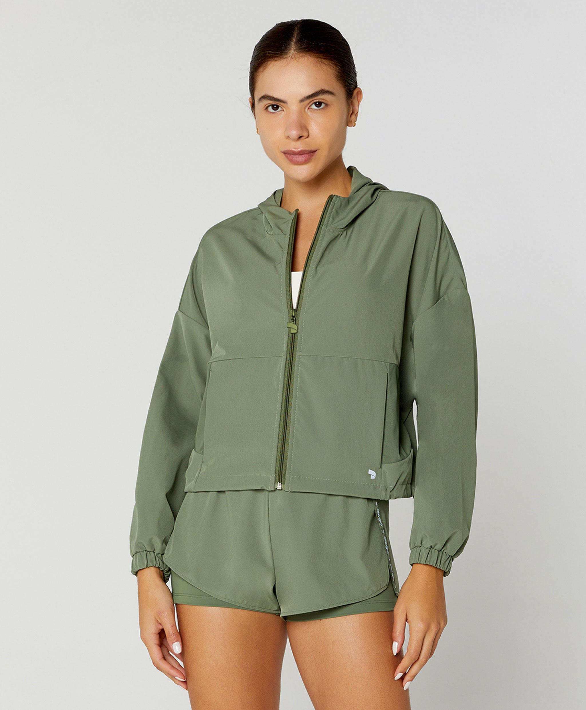 Windbreaker Jacket with Hood and Adjustment