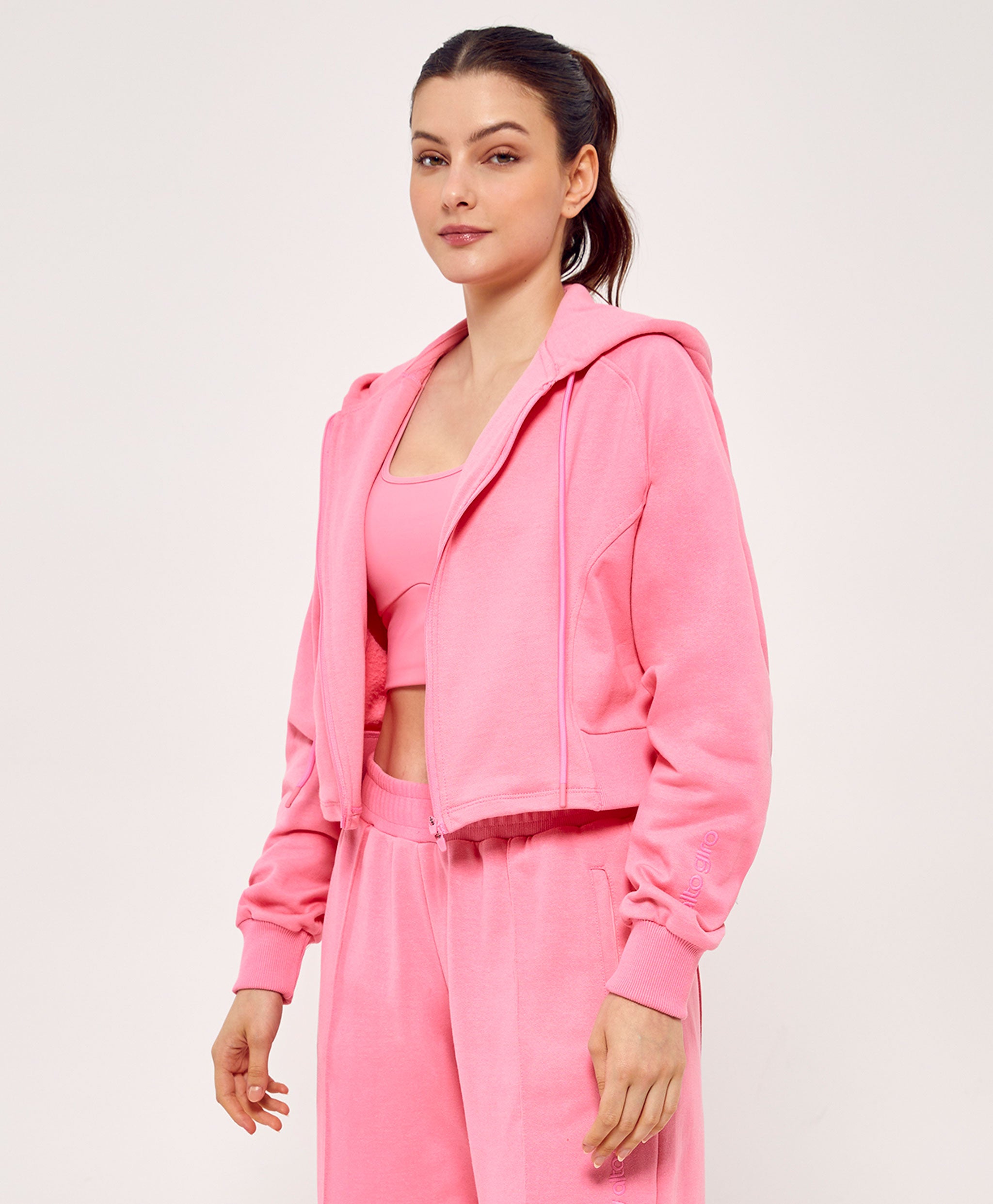 Cropped Sweatshirt Jacket With Zipper