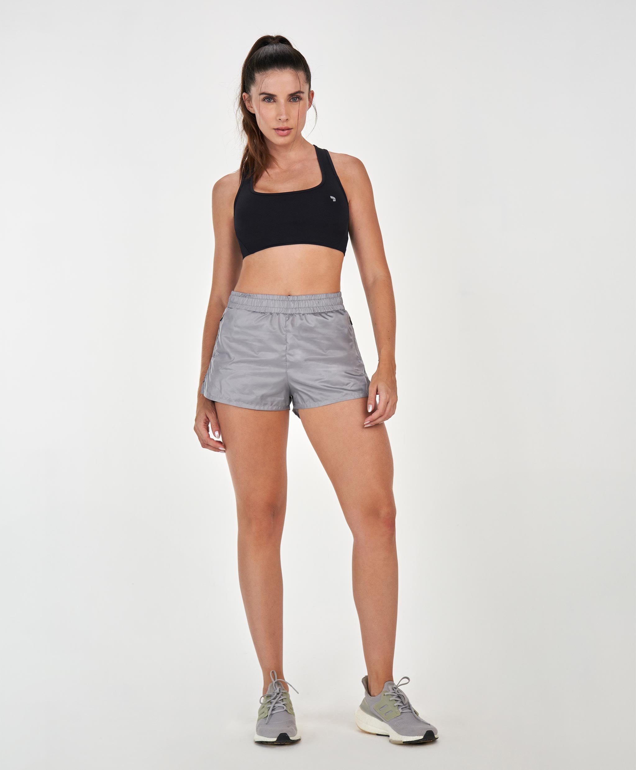 Reflective Zipper Overlay Shorts