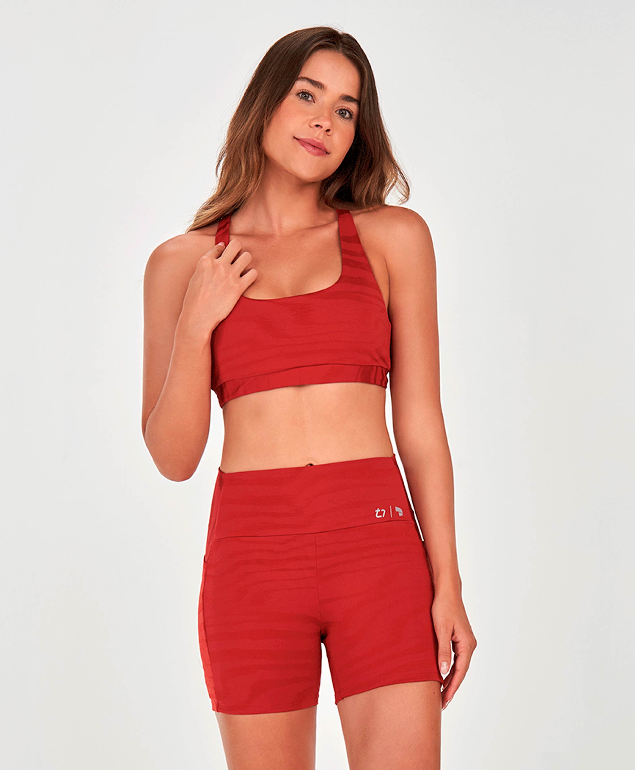 Shine Textured Top with Cross Straps