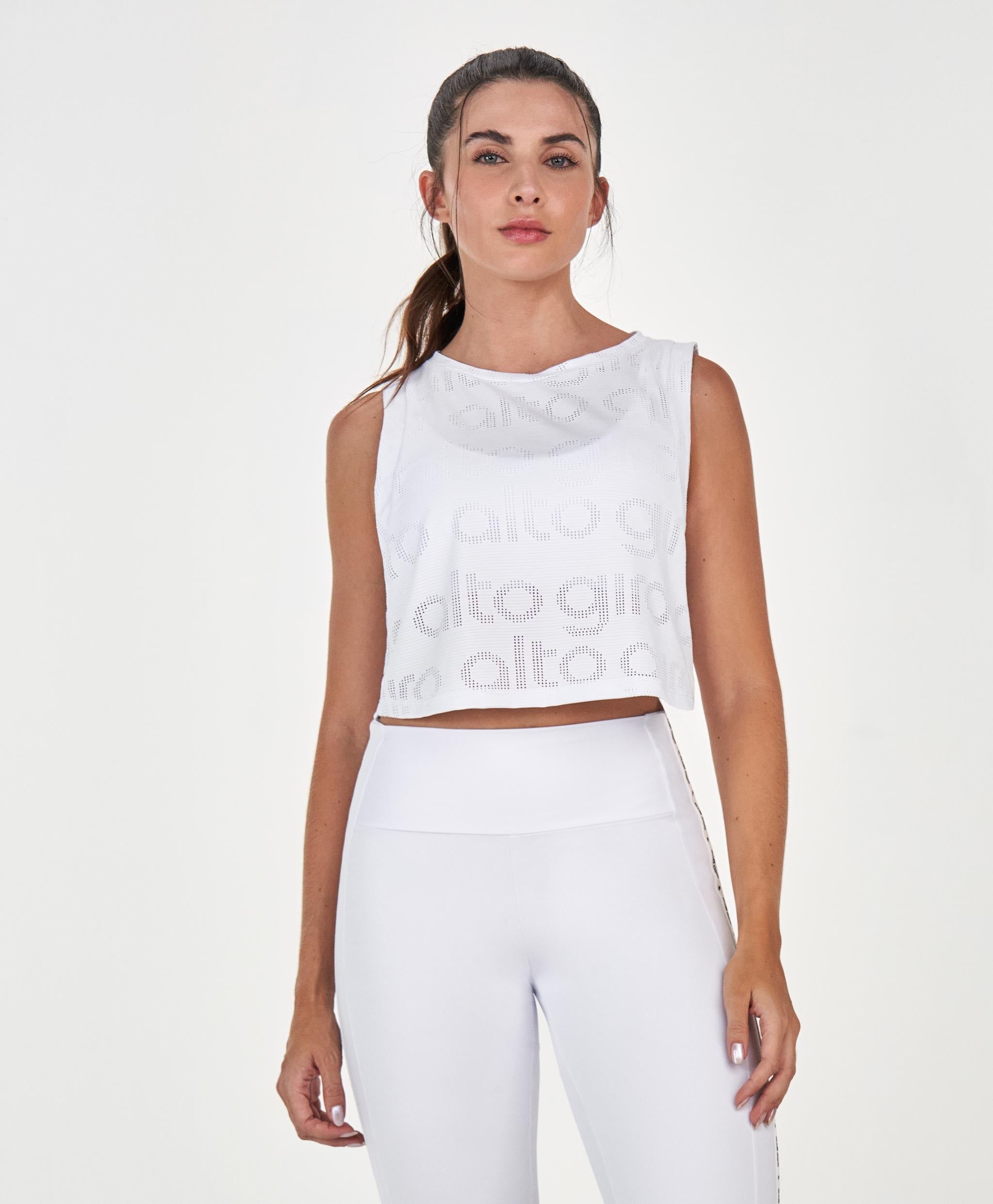 Cropped Mesh High-Rise Tank Top