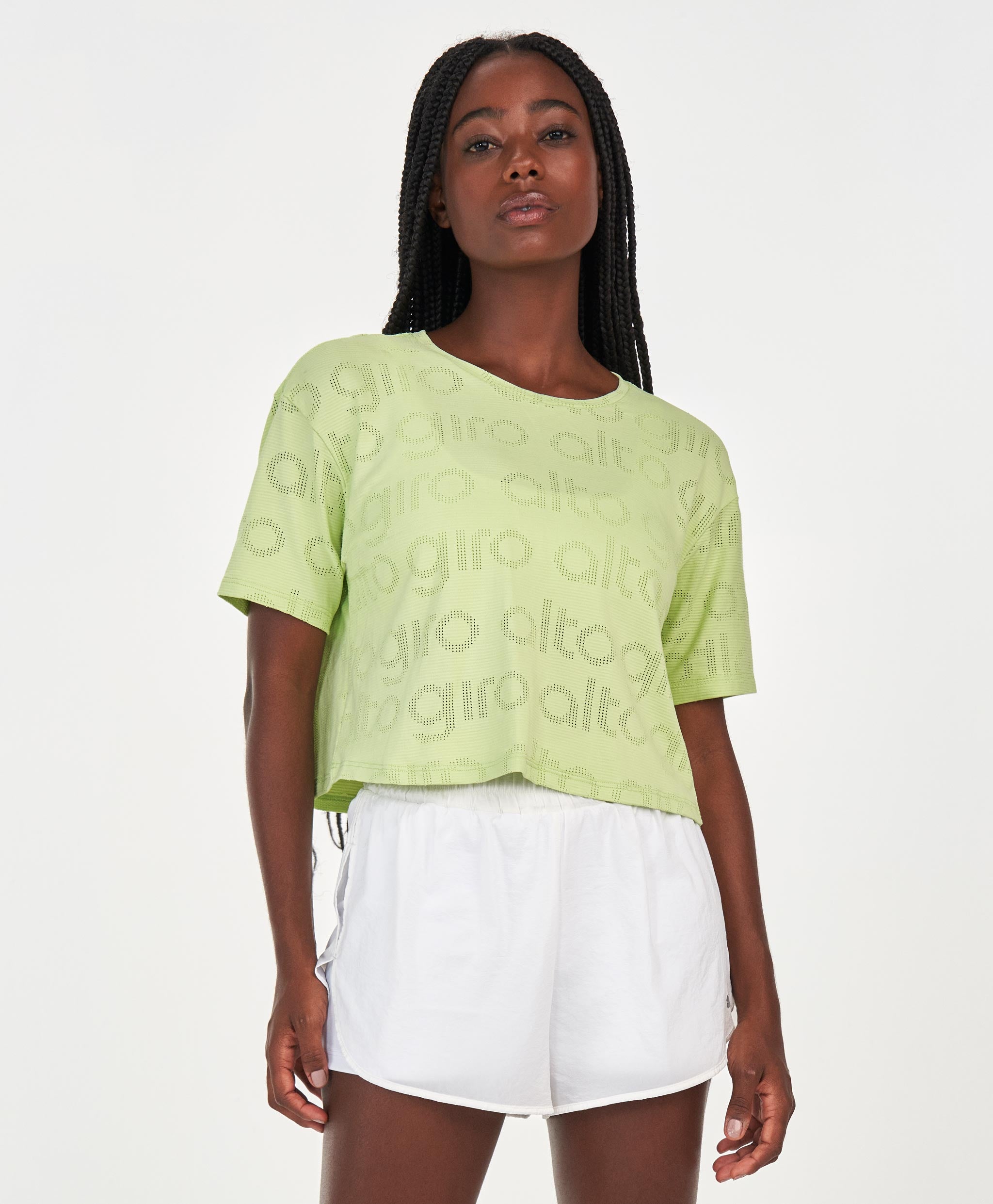 Cropped Mesh Alto Giro T-Shirt