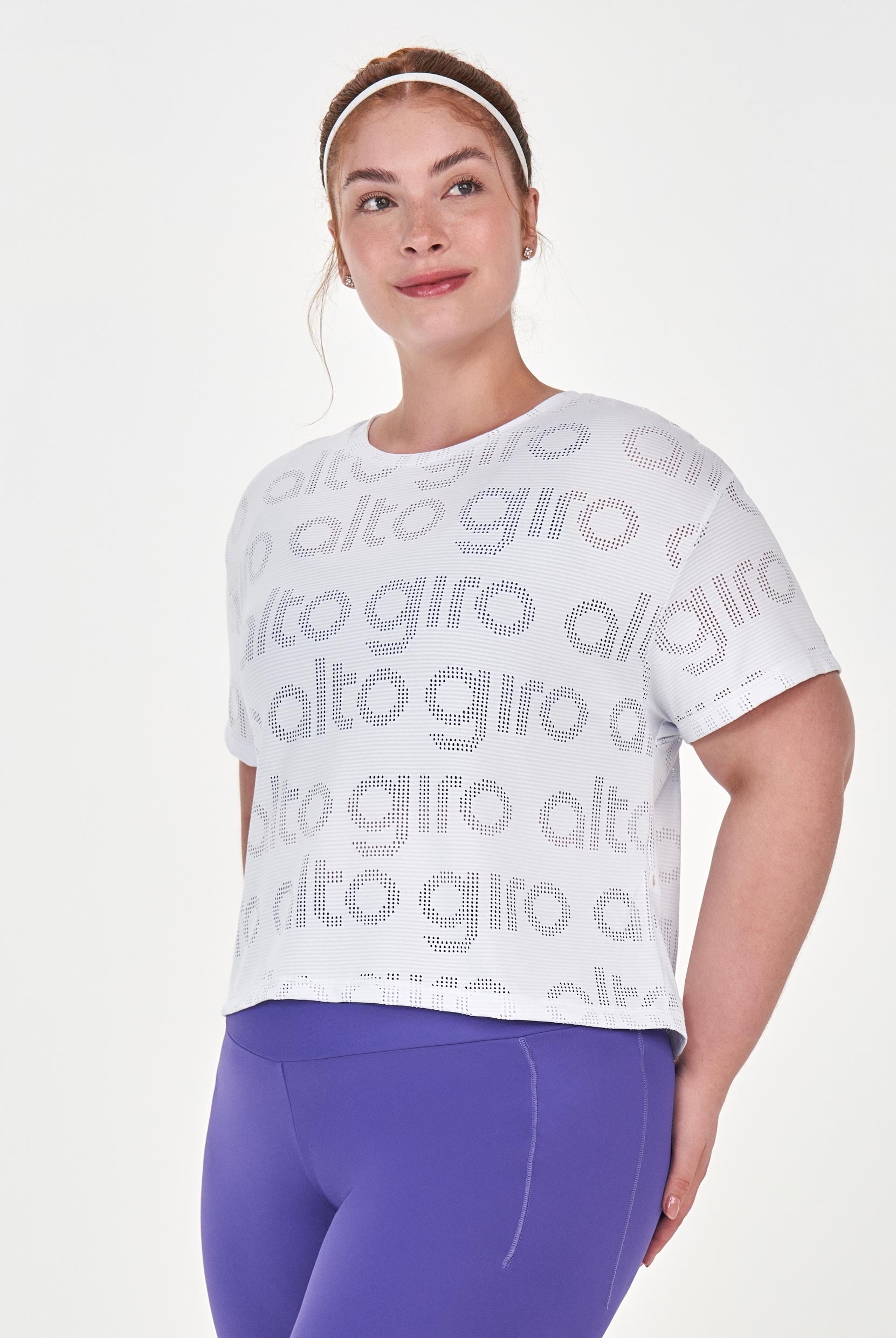 T-Shirt Plus Size Cropped Mesh Alto Giro