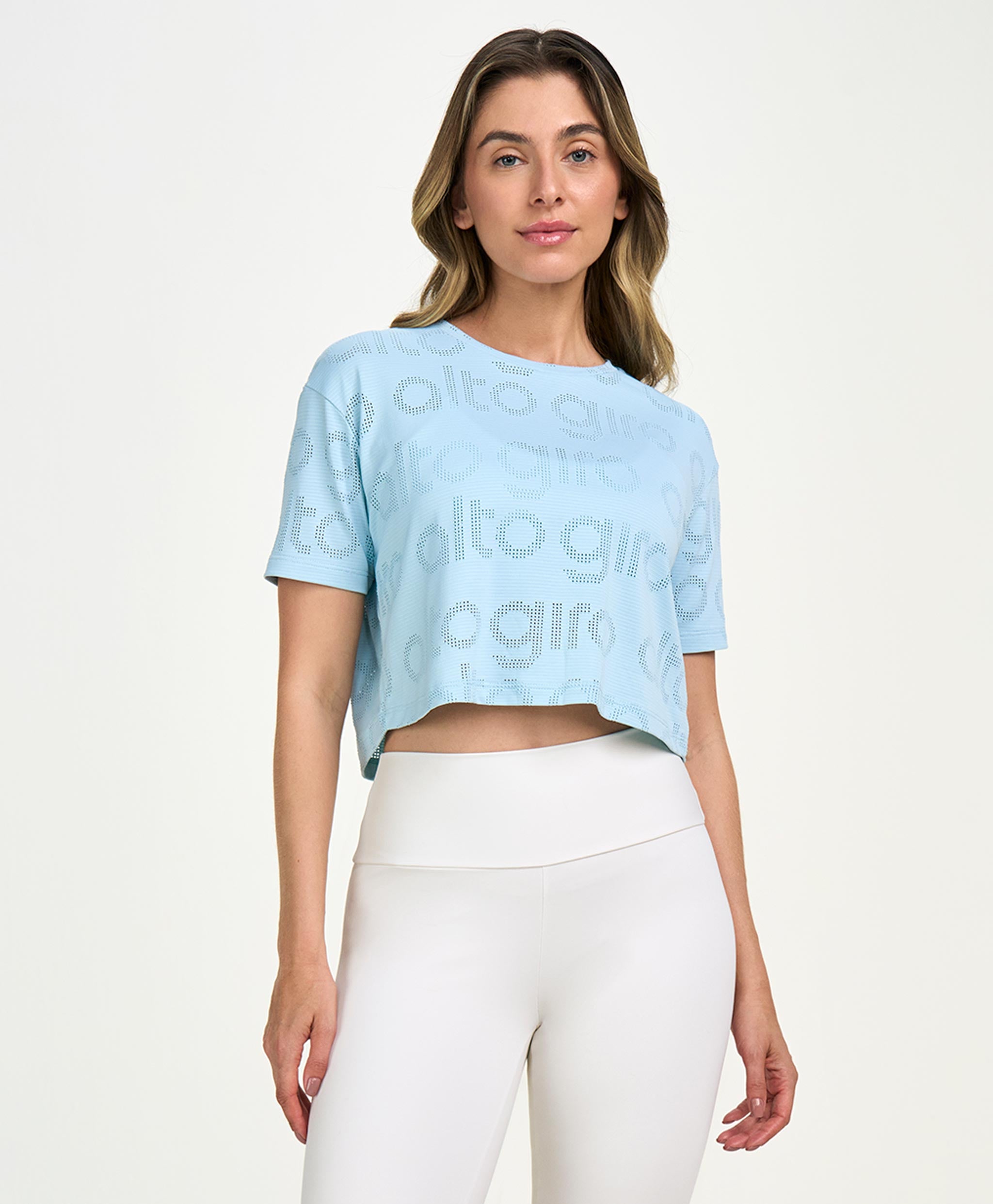 Cropped Mesh Alto Giro T-shirt