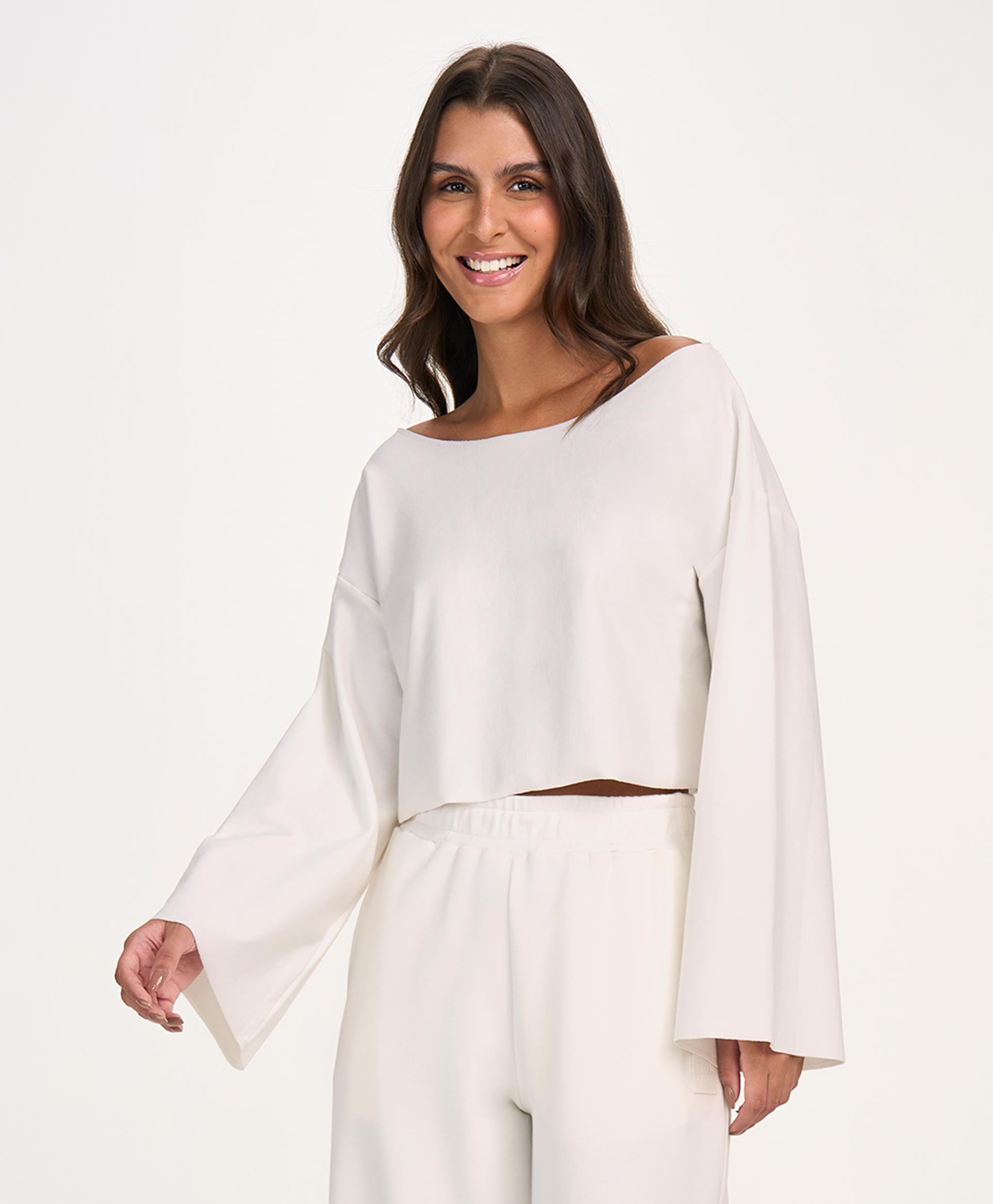 Boat Neckline Crpped Blouse
