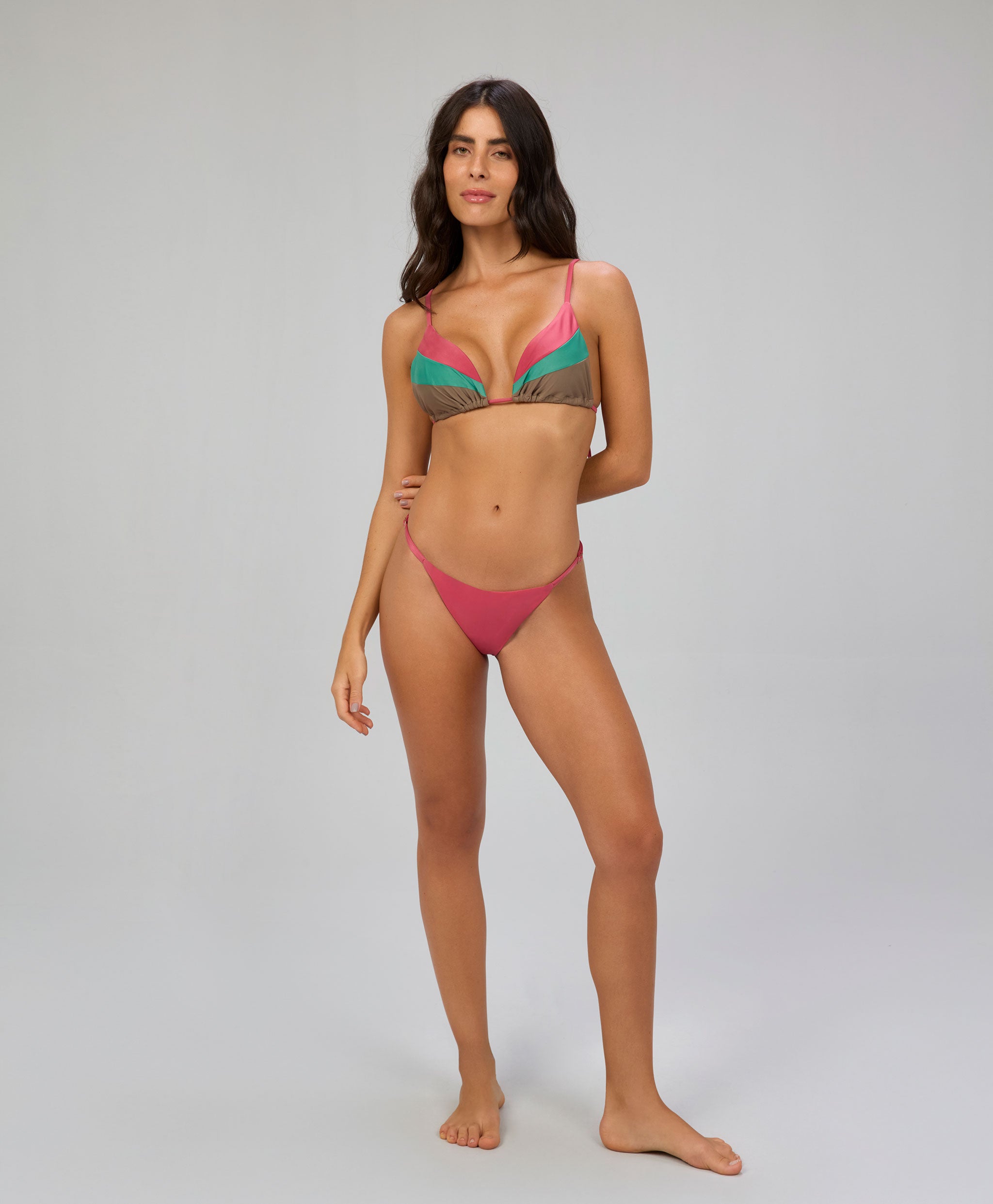 Colorful Cut-Out Tie-Side Bikini