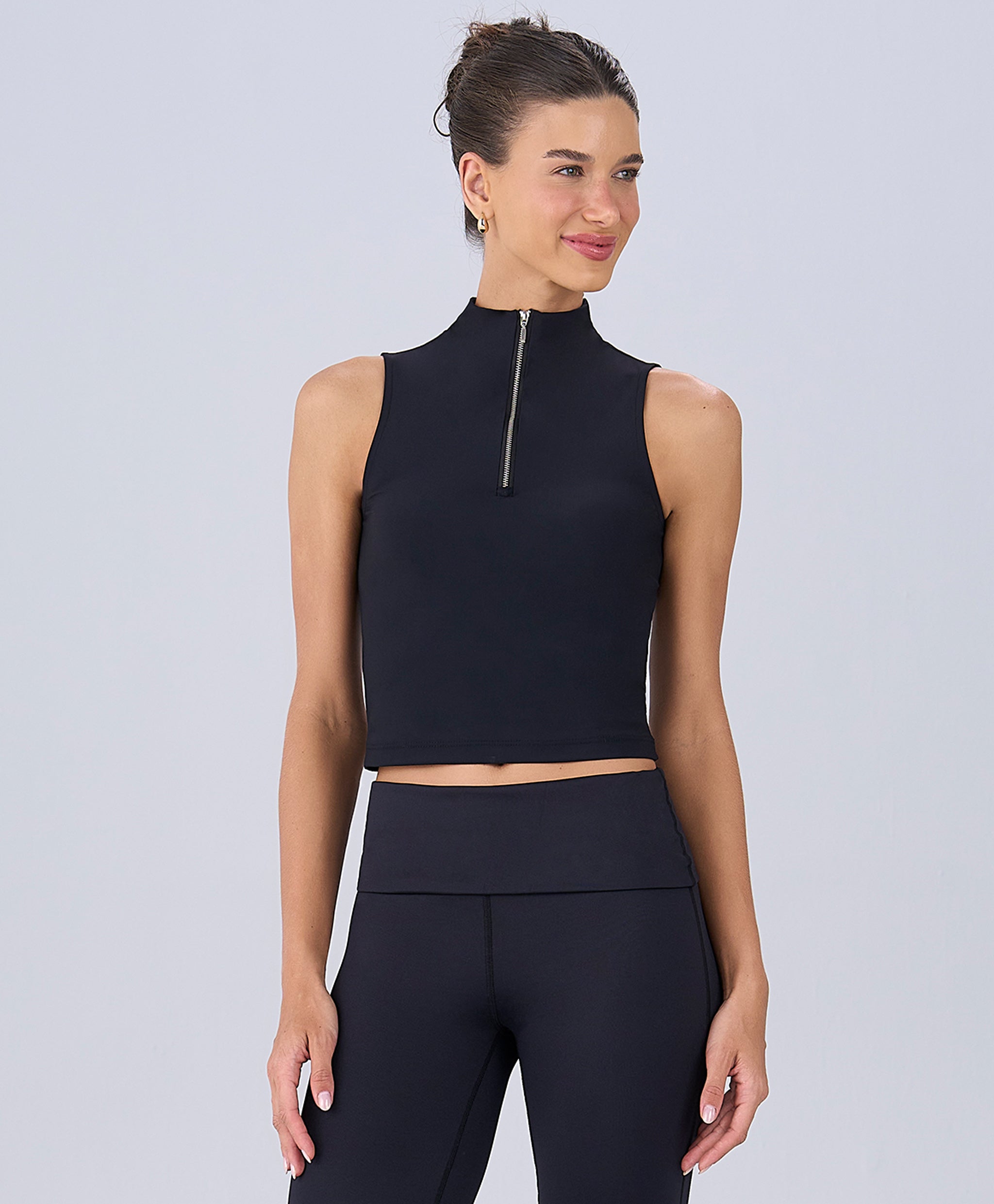 High Neck Tank Top With Zipper