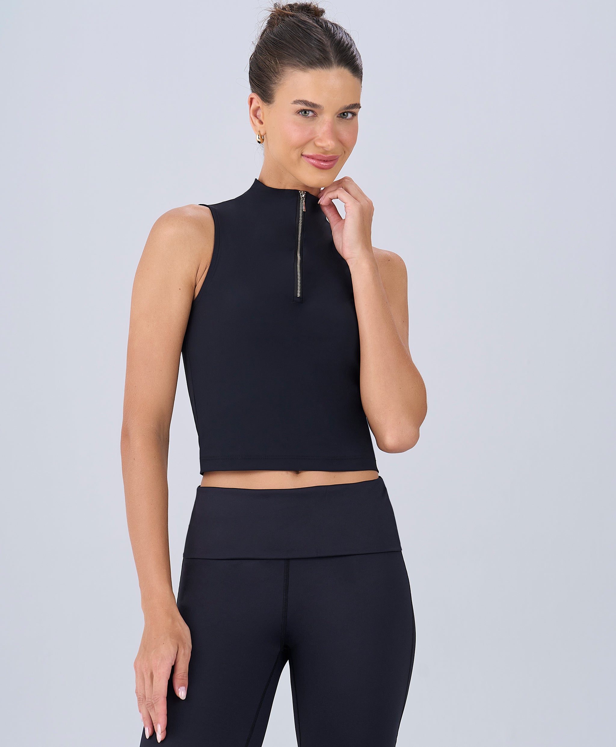High Neck Tank Top With Zipper