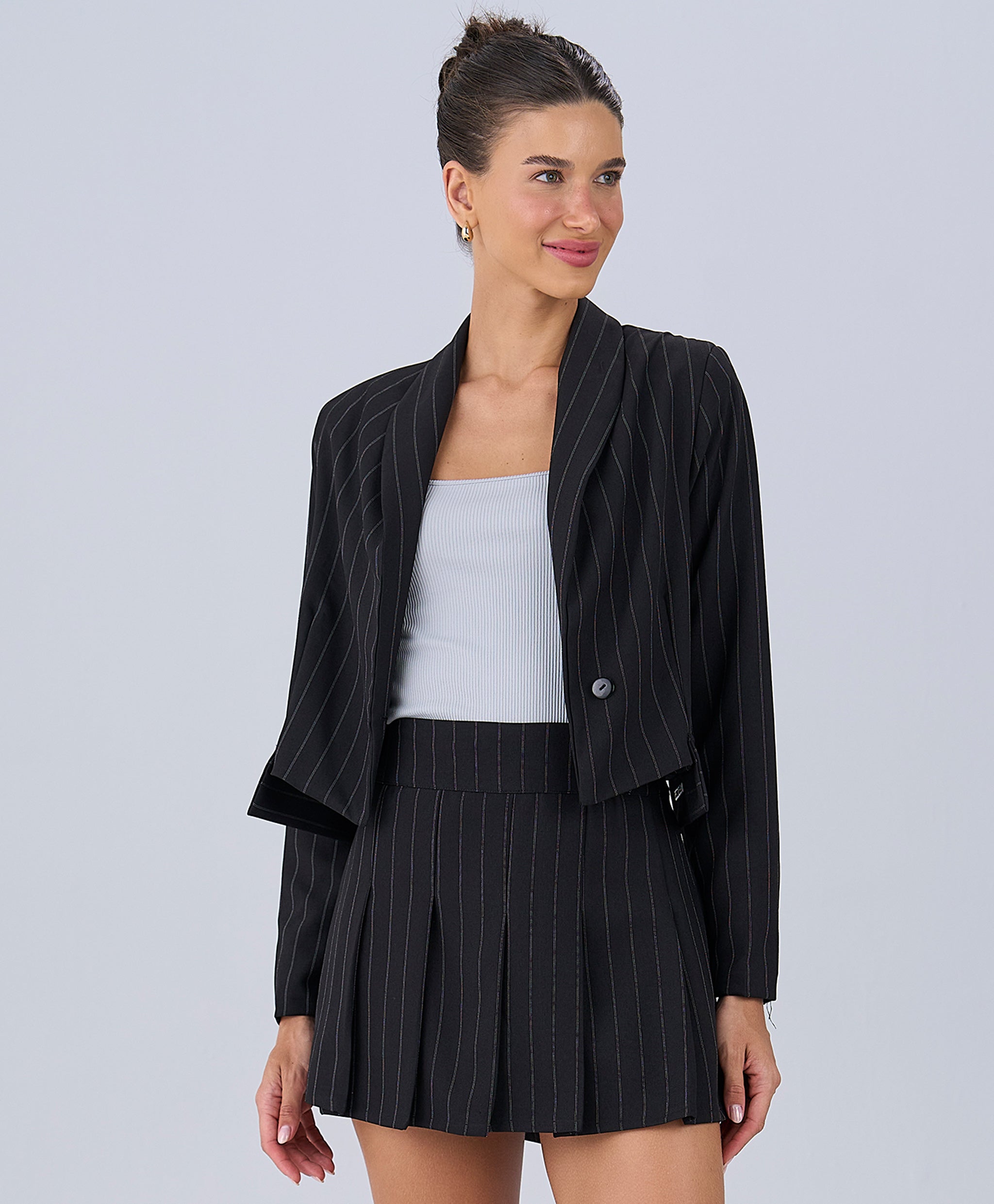Pinstripe Cropped Blazer
