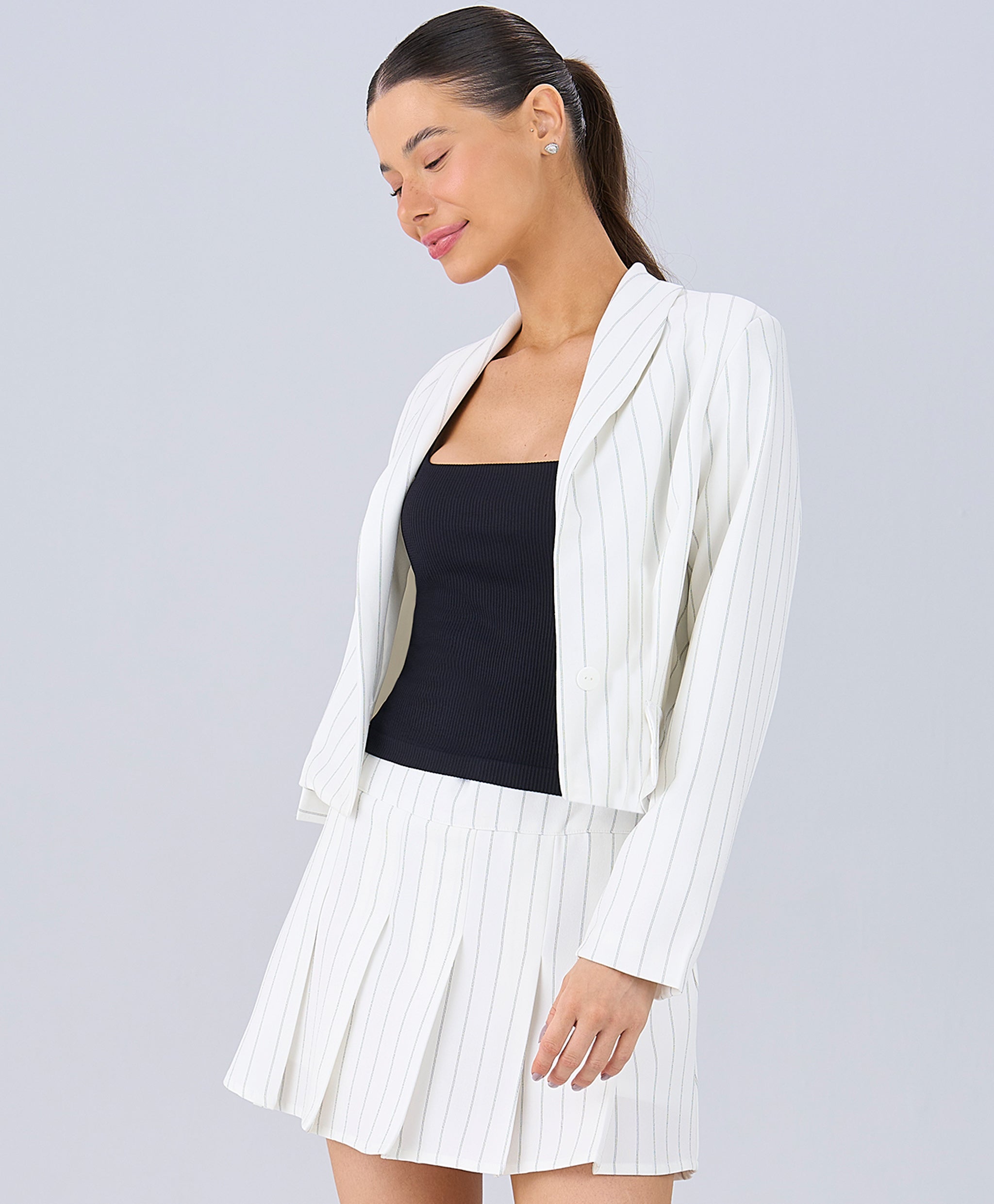 Pinstripe Cropped Blazer